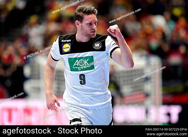 16 January 2020, Austria, Wien: Handball: European Championship, main round, group 1, 1st matchday, Belarus - Germany in the Vienna Stadthalle