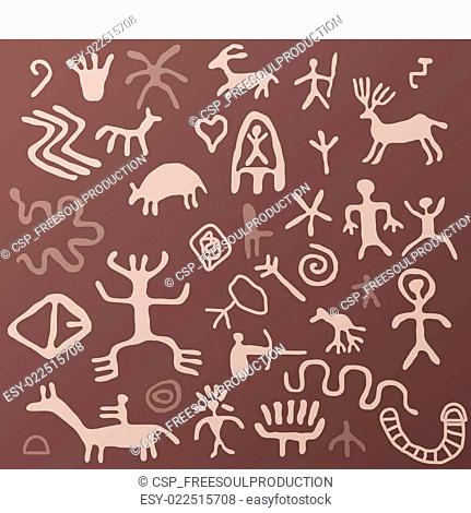 vector ancient petroglyphs