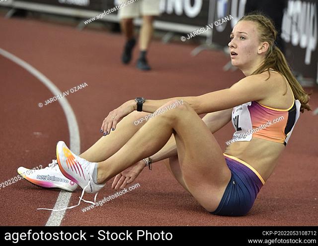 Dutch track and field athlete Femke Bol wins the women’s 300-meter hurdles, setting a world record during Golden Spike, international athletic meet of...
