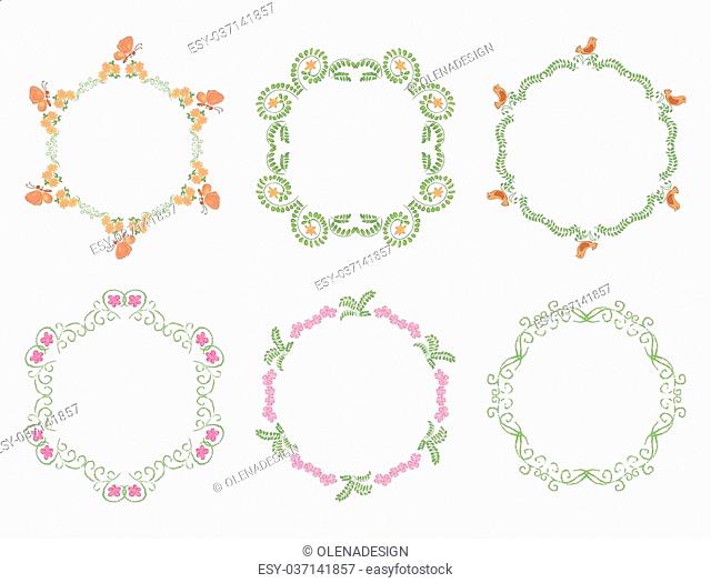 round floral frames - vector set
