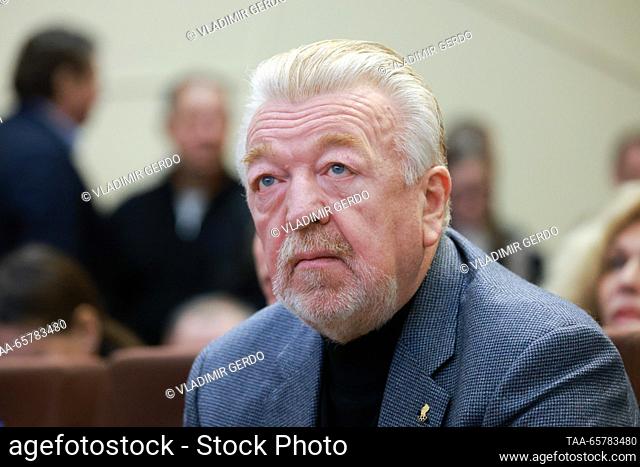 RUSSIA, MOSCOW - DECEMBER 15, 2023: Russian Olympic Committee vice president, Russian Gymnastics Federation President Vasily Titov attends an annual Olympic...
