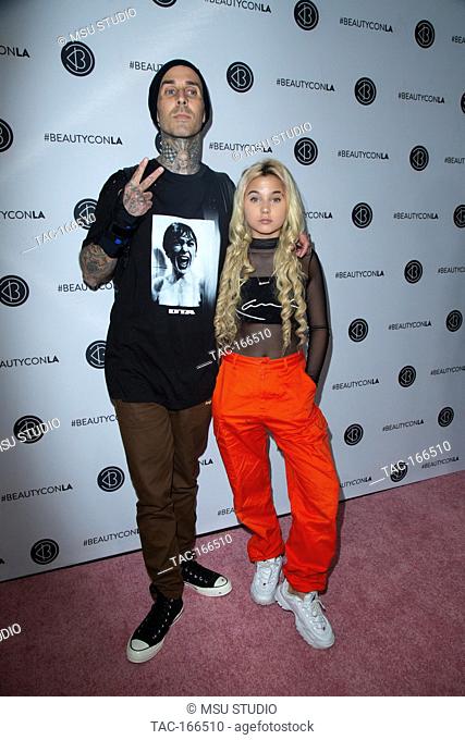 Travis Barker and Alabama Luella Barker attend the 5th Annual Beautycon Festival Los Angeles at the Los Angeles Convention Center on July 14