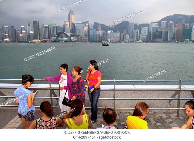 China, Hong Kong, Kowloon, Tsim Sha Tsui, Kowloon Public Pier, view, Victoria Harbour, harbor, Island, city skyline, high rise skyscrapers, buildings, Asian