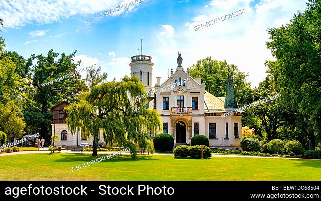 Oblegorek, Swietokrzyskie / Poland - 2020/08/16: Panoramic view of historic manor house and museum of Henryk Sienkiewicz, polish novelist and journalist