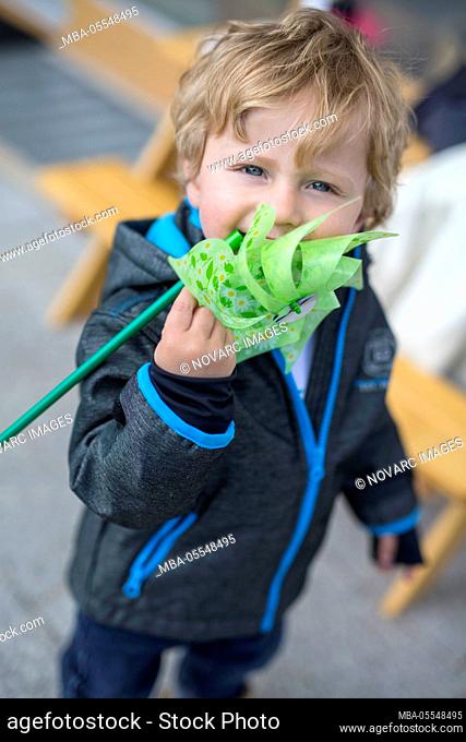 Little boy with pinwheel