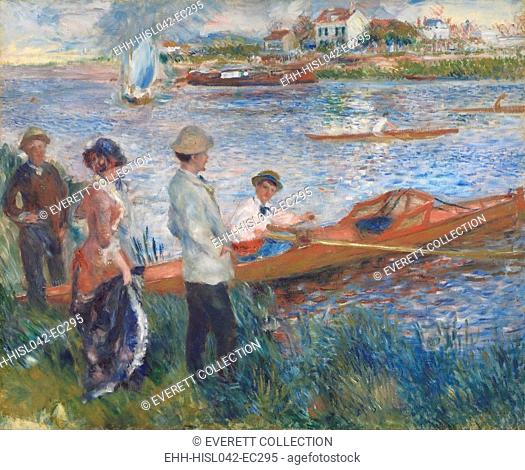 Oarsmen at Chatou, by Auguste Renoir, 1879, French impressionist painting, oil on canvas. The man in this boat may be the artist's brother, Edmond