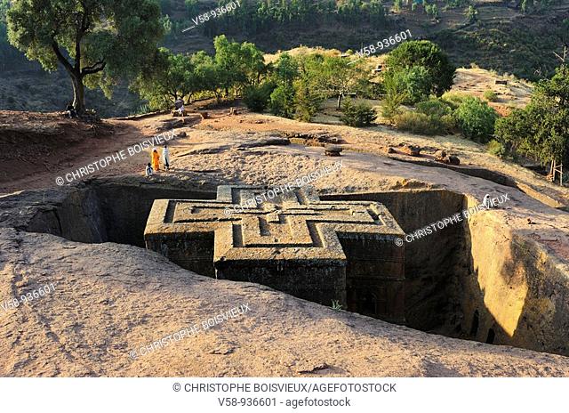 Ethiopia, Lalibela, World Heritage Site, Rock-hewn church of Bieta Giyorgis 12-13th century