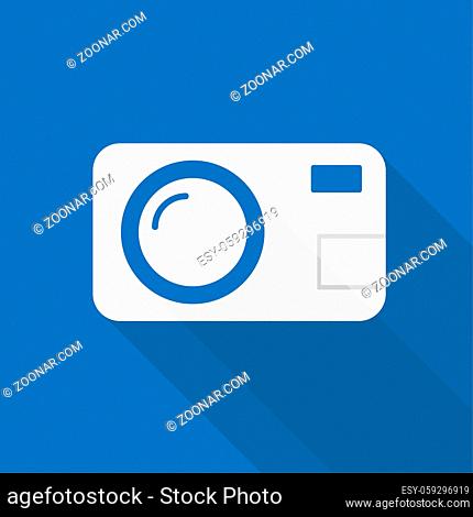 Photocamera icon on the blue background.Eps 10 vector file