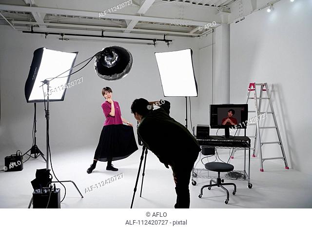 Model photo shoot in a studio