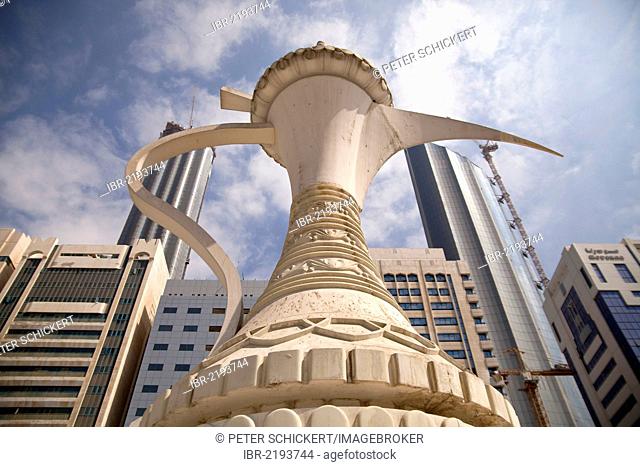 Huge teapot on Al Ittihad Square, Abu Dhabi, United Arab Emirates, Asia