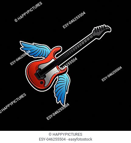 Red electric guitar with blue wings. Rock n roll or music theme, Stock  Vector, Vector And Low Budget Royalty Free Image. Pic. ESY-046255504 |  agefotostock