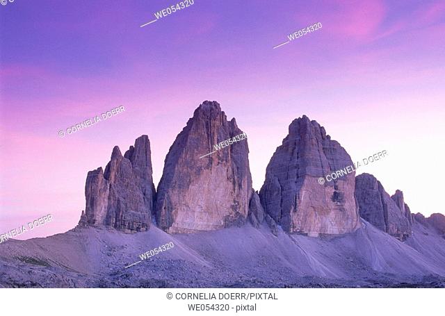 Tre Cime di Lavaredo (2999 m.), Sexten Dolomites. Italy