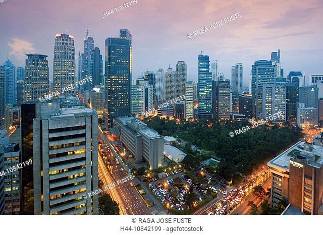 Philippines, Manila City, Makati District, Asia, Ayala Triangle, business district, town, Ayala Avenue, crossing, mult