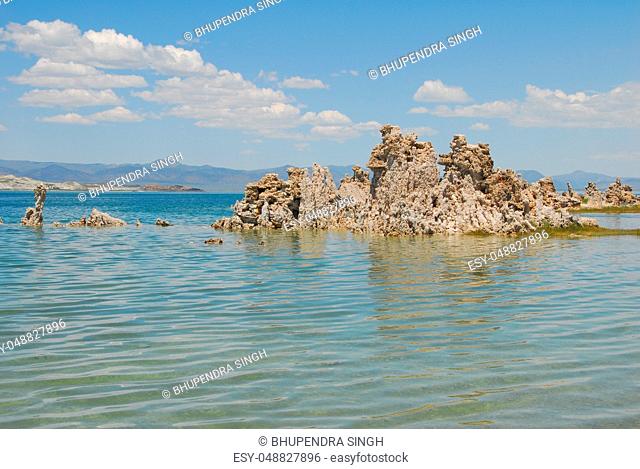 Tufas rocks made of calcium carbonate deposits at Mono Lake California, USA