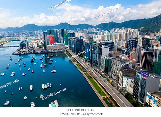 Kowloon Bay, Hong Kong 03 September 2018:- Aerial view of Hong Kong city