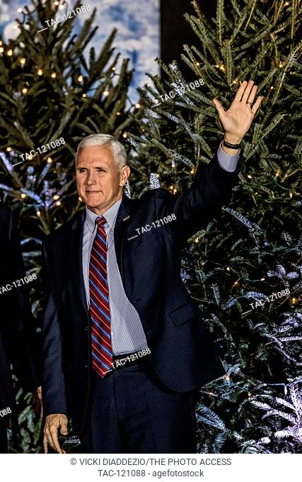Vice President Mike Pence waves to the crowd at President Elect Donald Trump's Thank You Tour on Friday December 16, 2016 at Central Florida Fair Gounds in...