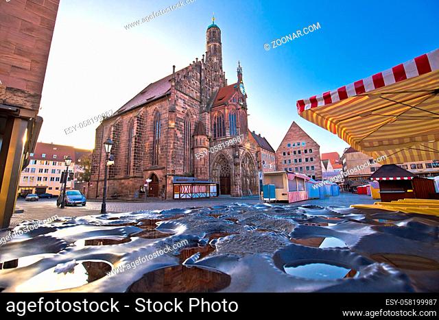 Nurnberg. Church of Our Lady or Frauenkirche in Nuremberg main square view, Bavaria region of Germany