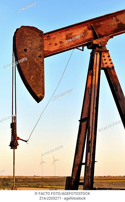 Oil well at Ayoluengo de la Lora. Sargentes, Burgos, Castile and Leon, Spain