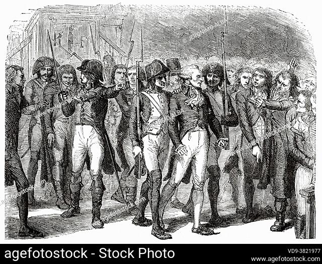 The arrest of Maximilian de Robespierre (1758-1794) during the night between the 9th and 10th of Thermidor, July 28, 1794. France