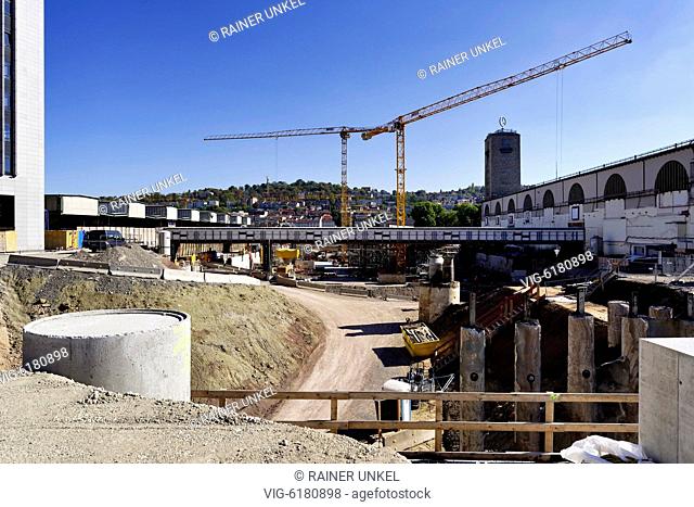 DEU , GERMANY : The construction site of the new main station of Stuttgart / Stuttgart21 , 04.10.2018 - Stuttgart, Baden-Wuerttemberg, Germany, 04/10/2018