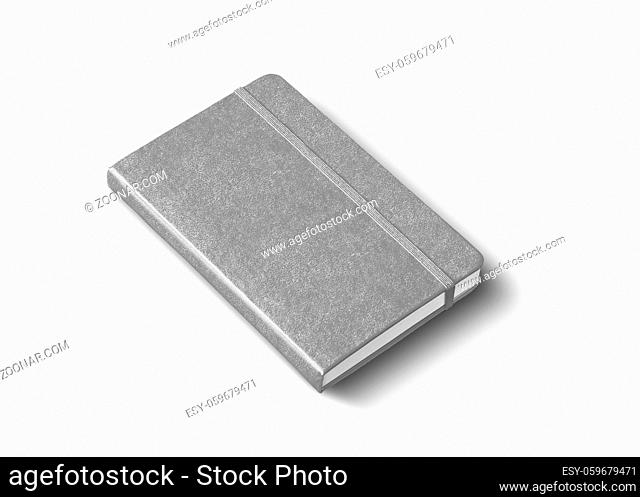 Grey closed notebook mockup isolated on white
