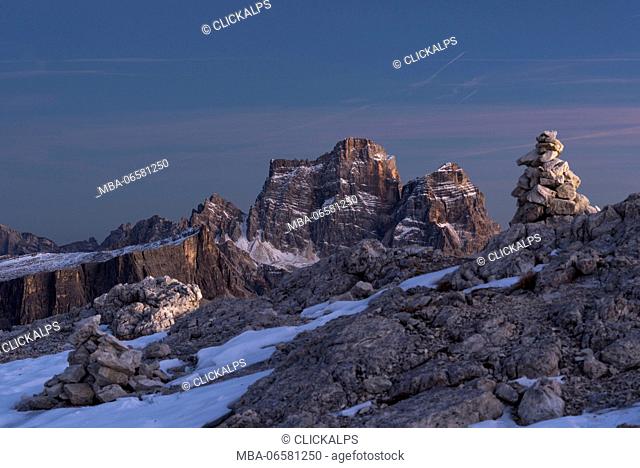 Pelmo, Lastoi de Formin, Cortina d'Ampezzo, Cadore, Dolomiti, dolomites, Belluno, Veneto, Italy, View from Lagazuoi