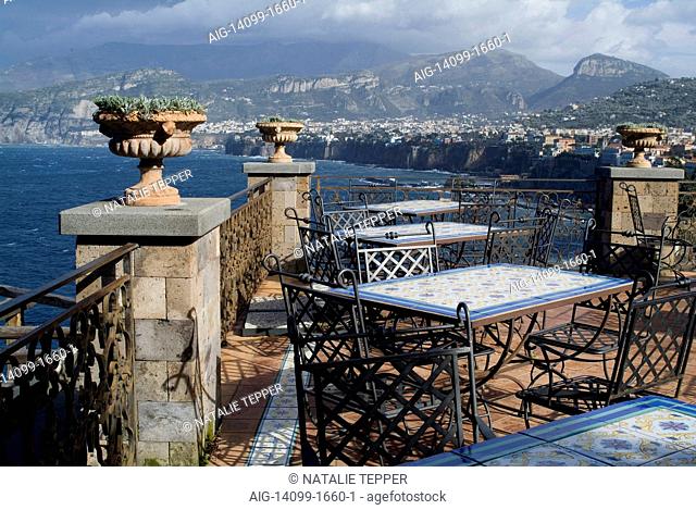 View over the town of Sorrento and bay (of Naples) beyond, Italy