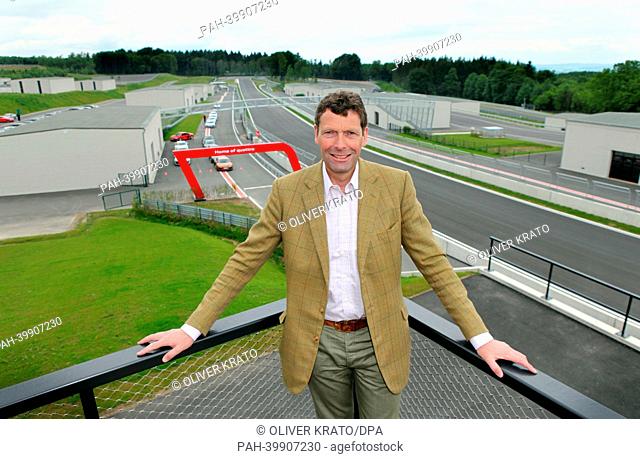 Operator of the car race track 'Bilster Berg Drive Resort', Marcus Graf von Oeynhausen-Sierstorff, stands in front of the control center in Bad Driburg, Germany
