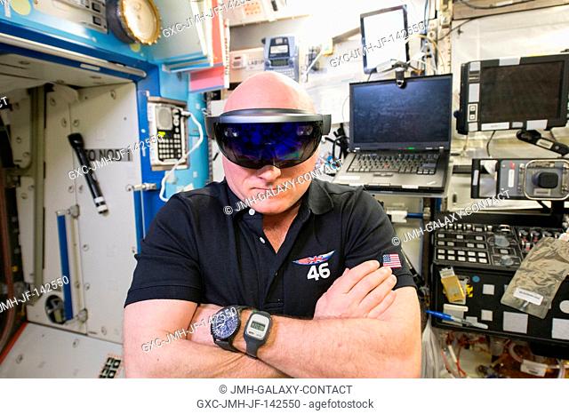 NASA astronaut Scott Kelly tweeted out this image to his followers Feb 20, 2016 with the tag: This #Saturday morning checked out the Microsoft #HoloLens aboard...