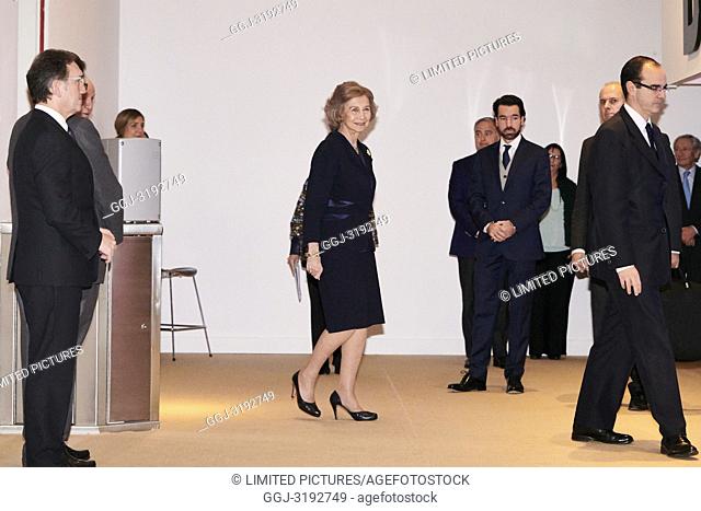 Queen Sofia of Spain attends Opening of the exhibition 'Democracia 1978-2018' at Cosmo Caixa on December 4, 2018 in Madrid, Spain