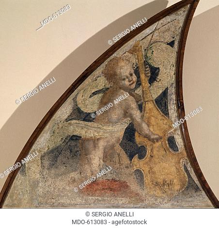 Angel with Viola, by Ferrari Gaudenzio, 1539 - 1539, 16th Century, fresco transferred to canvas, wooden frame. Italy, Lombardy, Milan, Brera Art Gallery