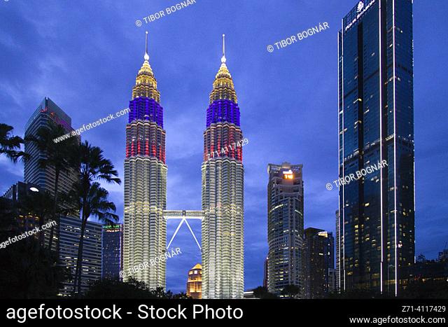 Malaysia, Kuala Lumpur, Petronas Towers, skyline,