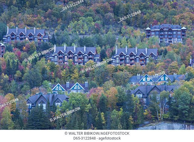 Canada, Quebec, The Laurentians, Mont Tremblant, Mont-Tremblant Ski Village, autumn, ski chalets
