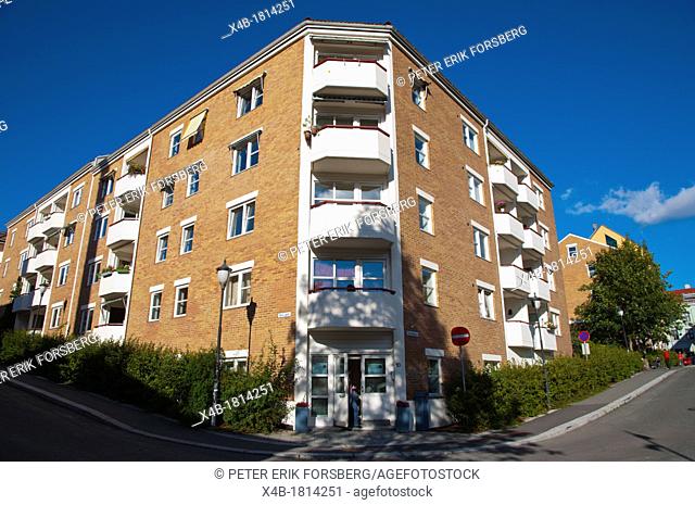 Residential blocks of flats along Ovre gate street Grünerløkka district Oslo Norway Europe