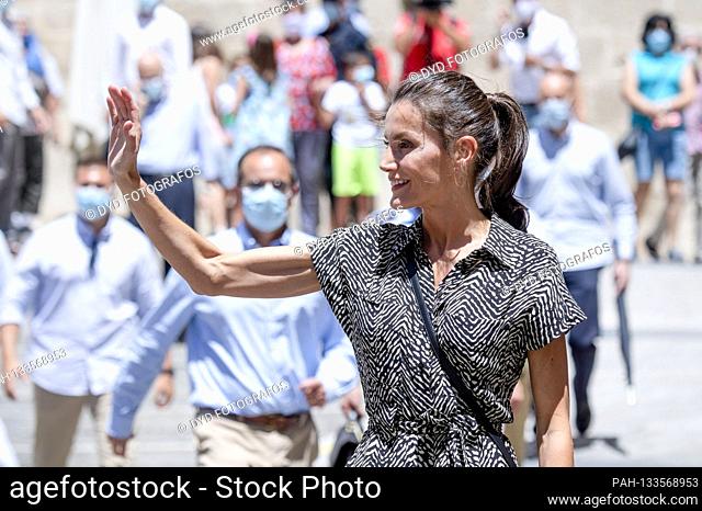 Queen Letizia of Spain in the Castile-La Mancha region during her visits to all the autonomous communities during the Corona crisis