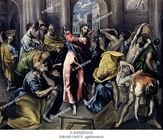 Christ Driving Moneychangers from Temple c.1600 El Greco 1541-1614/Greek Oil on Canvas National Gallery, London, England