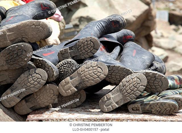 Boots for hire on Kongdoori Mountain, Gulmarg, Jammu & Kashmir State, India