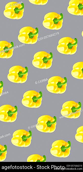Seamless food pattern. Illuminating colour fruits on ultimate gray background. From above