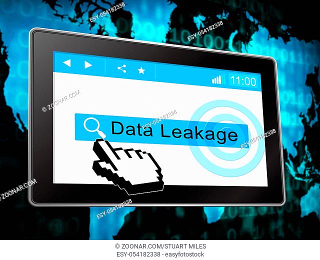 Data Leakage Information Flow Loss 3d Illustration Shows Leaky Breach Of Server Information For Protection Of Resources