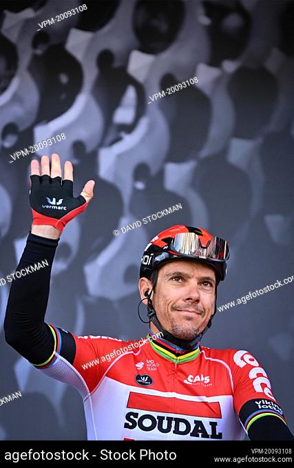 Belgian Philippe Gilbert of Lotto Soudal at the start of the fifth stage of 80th edition of the Paris-Nice cycling race, from Saint-Just-Saint-Rambert to...