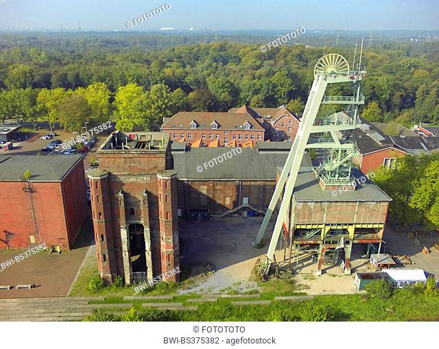 aerial view to disused coal mine Ewald , Germany, North Rhine-Westphalia, Ruhr Area, Herten