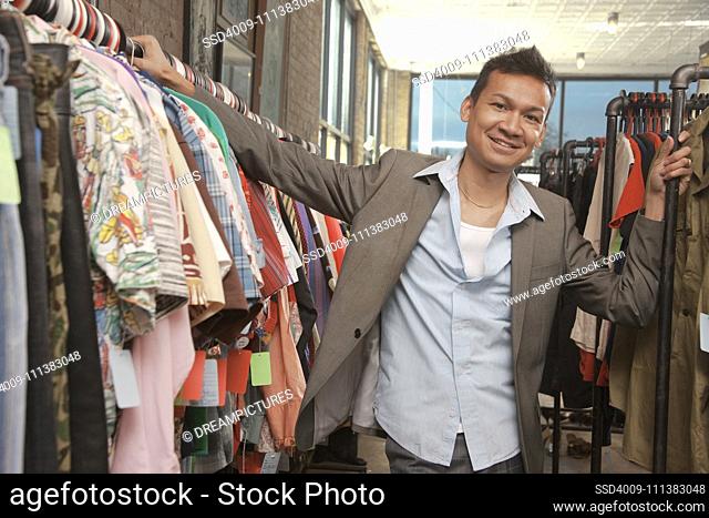 Malaysian man shopping in vintage store