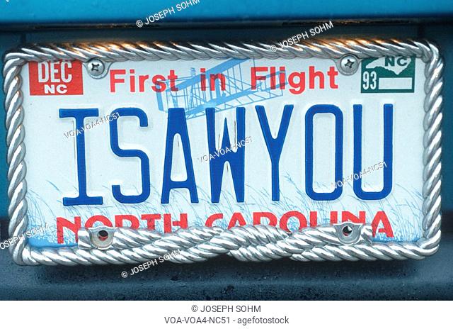 Vanity License Plate - North Carolina