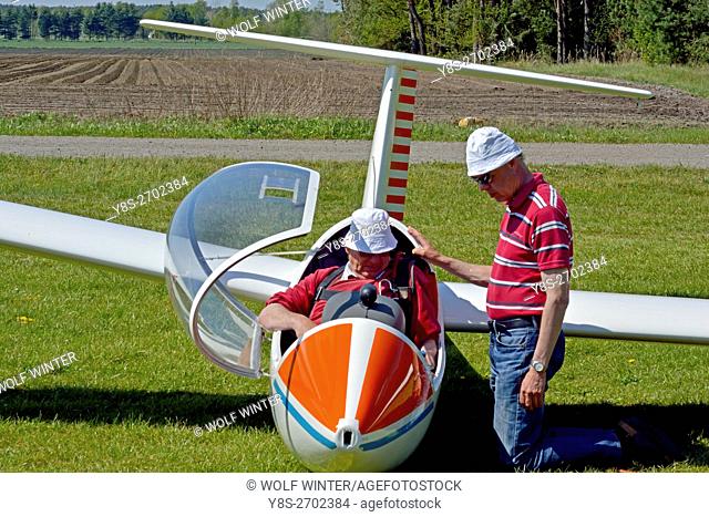 At the airfield of the Gifhorn Gliding Club, Wilsche, Gifhorn, Germany