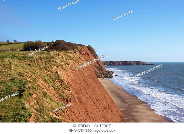Sandy Bay and Straight Point, Exmouth, Jurassic Coast, UNESCO World Heritage Site, Devon, England, United Kingdom, Europe