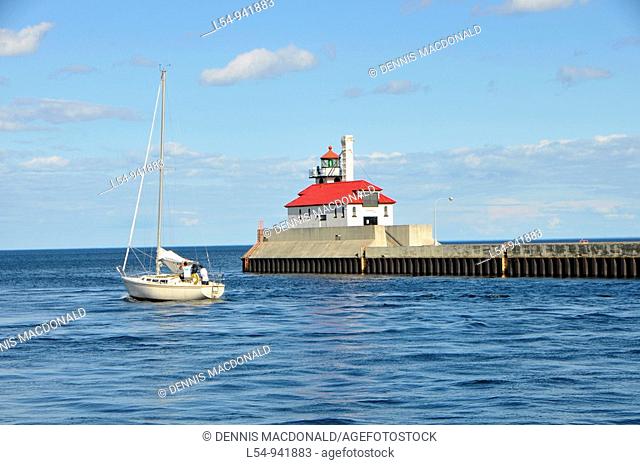 Lighthouse in harbor of Downtown Duluth Minnesota