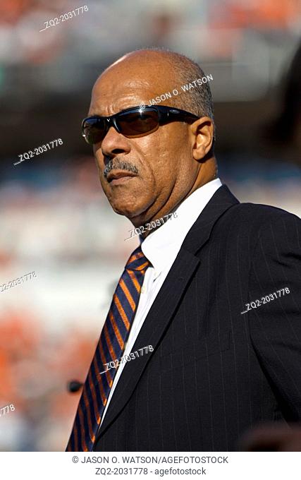 Oct 15, 2011; Charlottesville VA, USA; Virginia Cavaliers athletic director Craig Littlepage on the sidelines during the second quarter against the Georgia Tech...