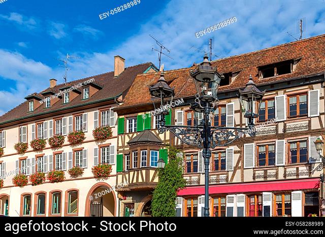 Historical houses on main square in Barr, Alsace, France