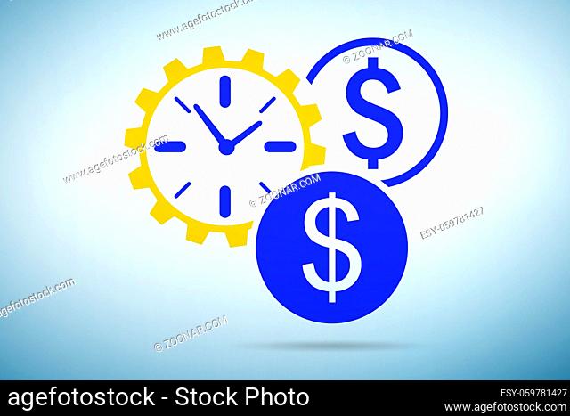 Time is money concept with clock and the money