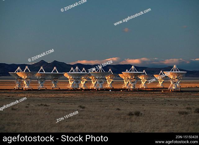Very Large Array satellite dishes t in New Mexico, USA